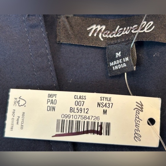 NWT Madewell V-Neck Long-Sleeve Cotton Top in Deep Indigo, Size Medium - Picture 12 of 14